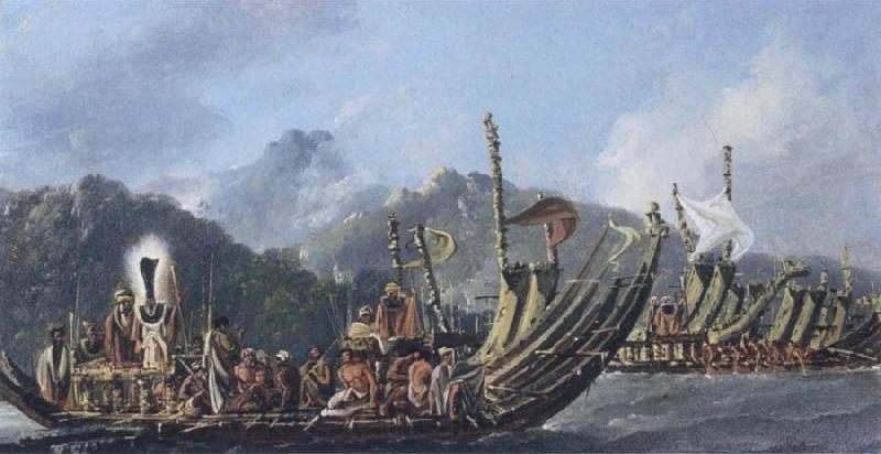 William Hodges Review of the War Galleys at Tahiti Spain oil painting art
